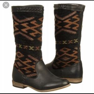 NAVA Black Aztec style mid-calf boots